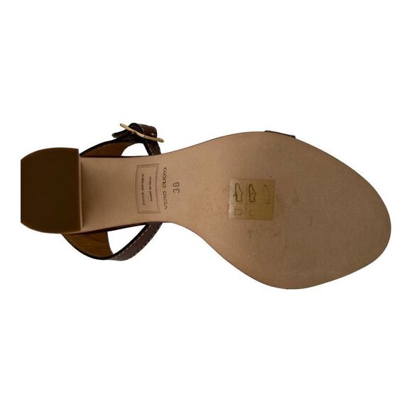 DSQUARED2 Dark Brown Leather Sandals with Woven Heel - Picture 11 of 13